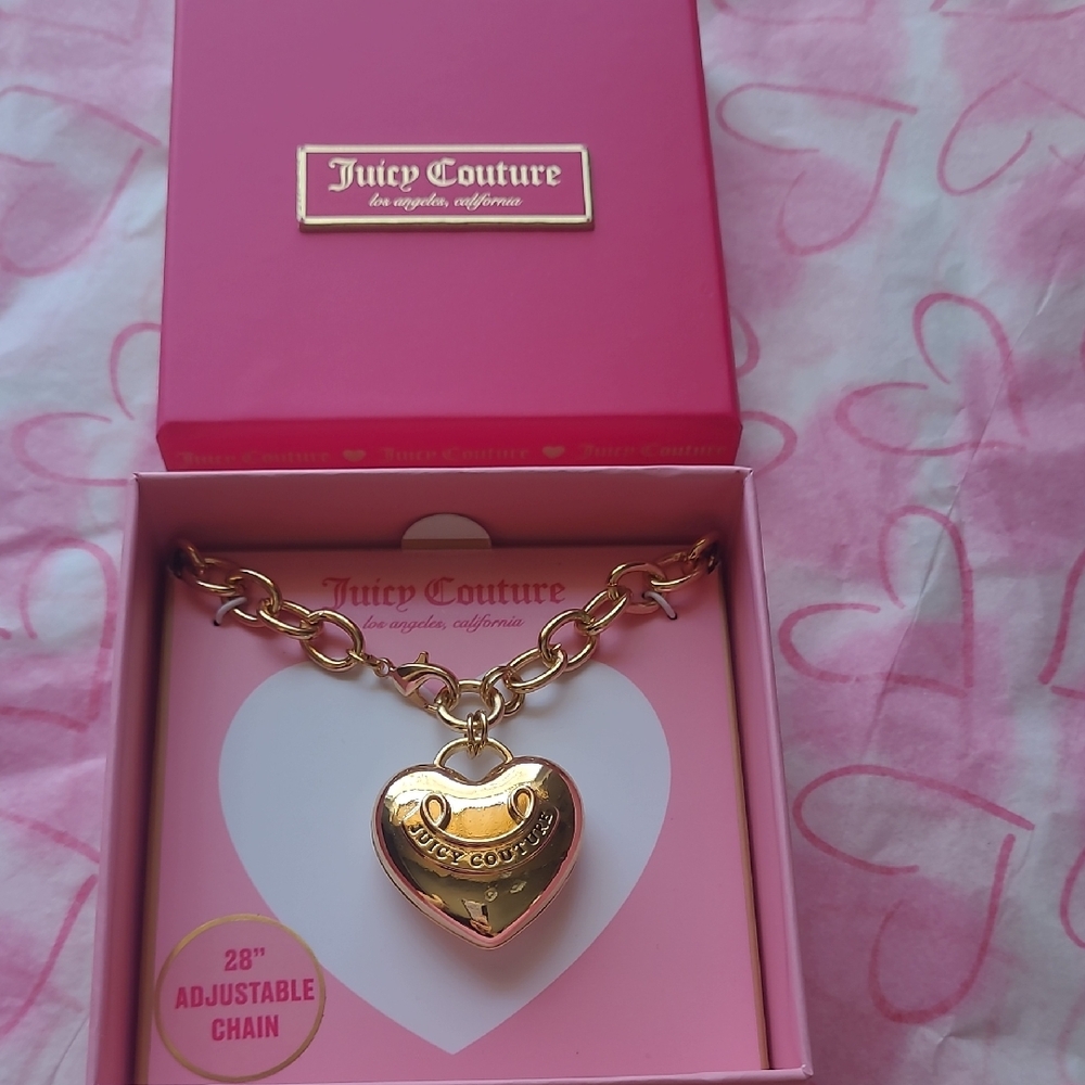 Juicy Couture Gold Heart Necklace 28" Adjustable Chain